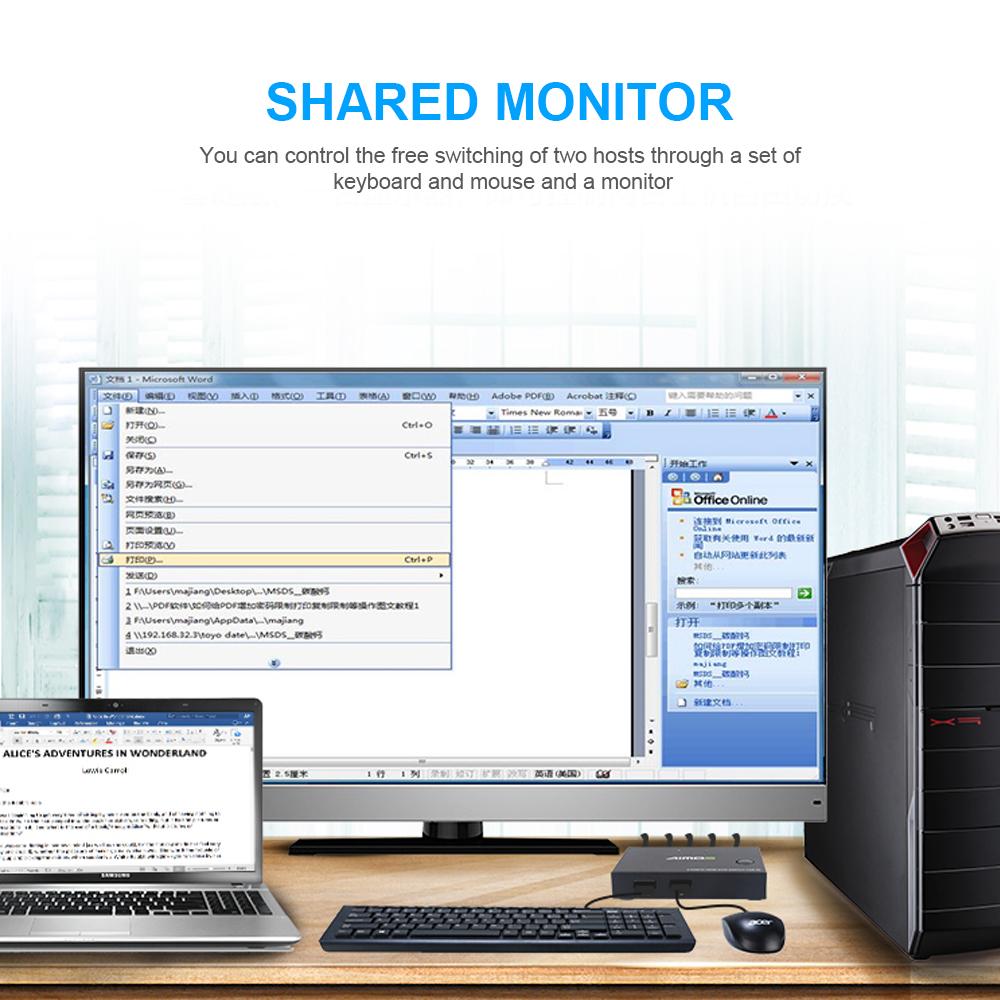 Bộ chuyển mạch AIMOS HDMI KVM 4K 2 trong 1 điều khiển đồng bộ hóa màn hình dùng chung