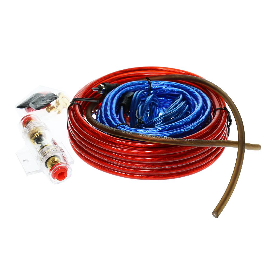 1 Set Car Audio Subwoofer Amplifier AMP Wiring Wire Kit W/ 60A Fuse Holder for Universal
