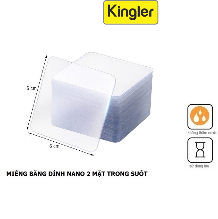 Miếng Dán 3M Siêu Dính, Băng Keo 2 Mặt Dán Tường Tiện Lợi, Trong Suốt, Đa Năng, Loại Vuông 6x6cm. Kingler 6000