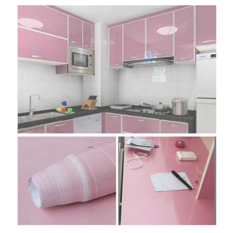 Decal dán bếp màu trơn bóng phủ nhũ sang trọng chống thấm