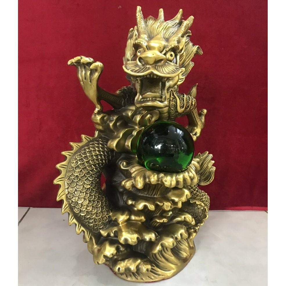 Tượng rồng nhả ngọc bằng đồng MS266