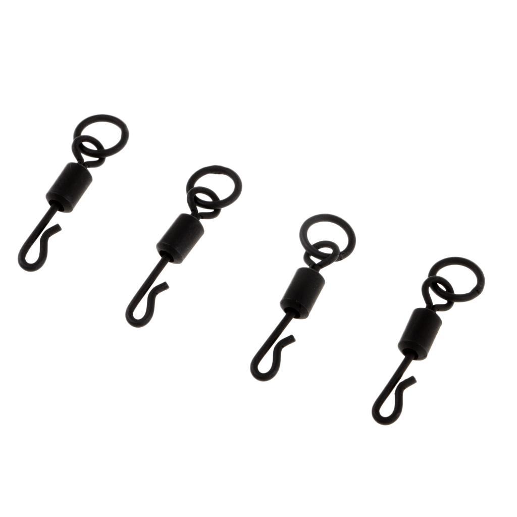 25pcs Matte Black Carp Fishing Quick Change Swivel with Ring