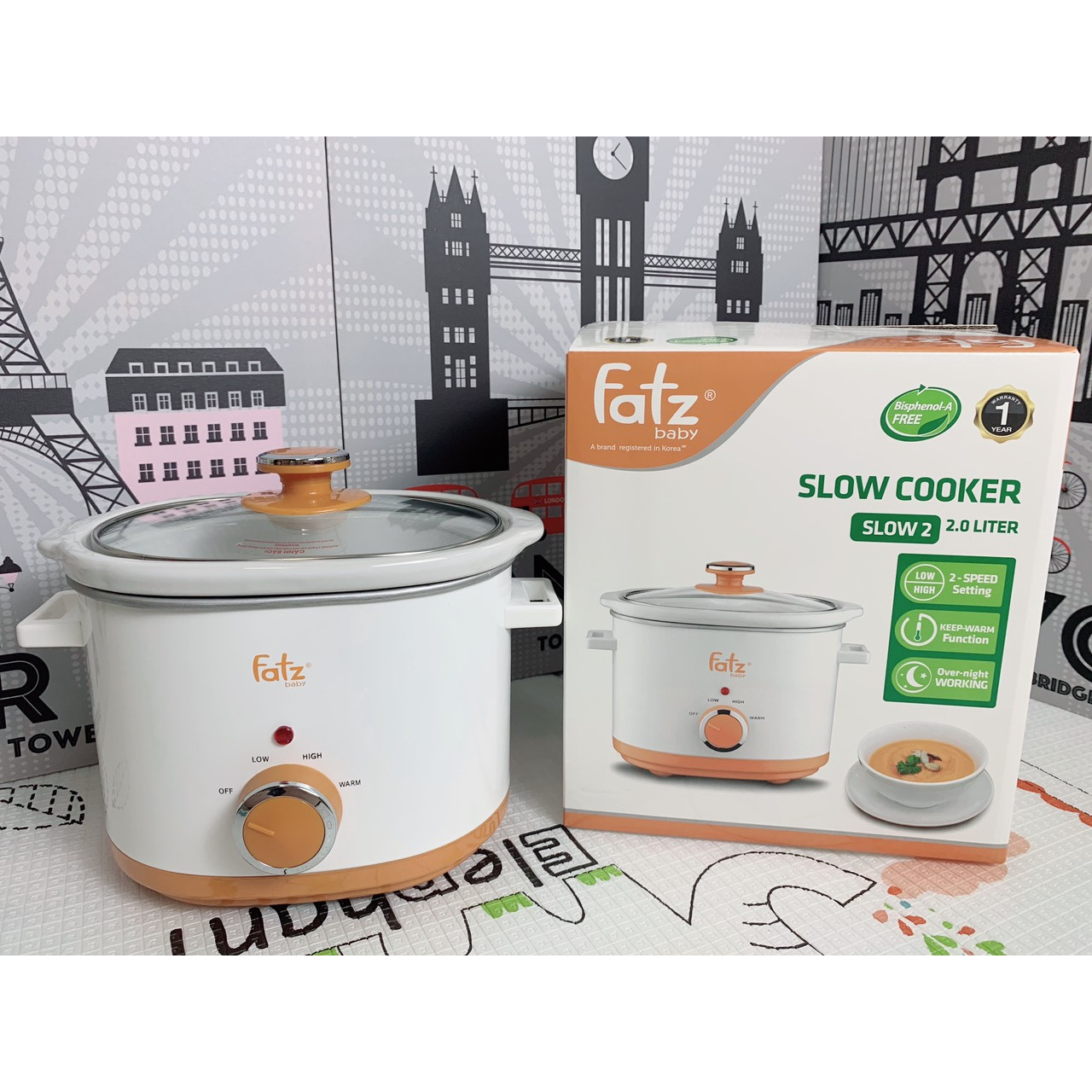 Nồi nấu chậm 1.5L Fatz Baby FB9015MH - tặng 1 thìa ăn dặm báo nóng