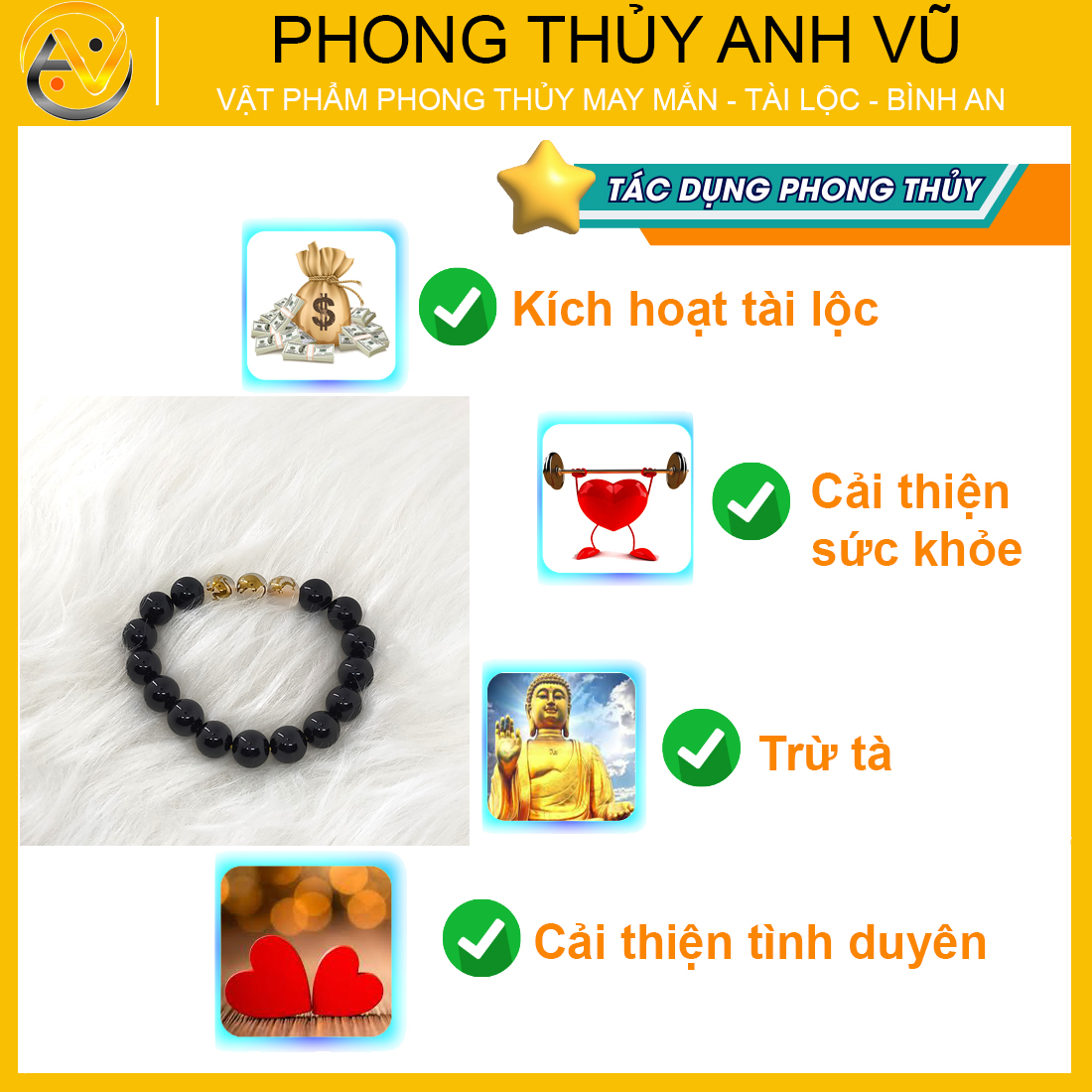 Vòng tam hợp thân tý thìn đã khai quang - chất liệu mã não đen - size 8 10 12ly - may mắn tài lộc - Vòng Tam Hợp Anh Vũ