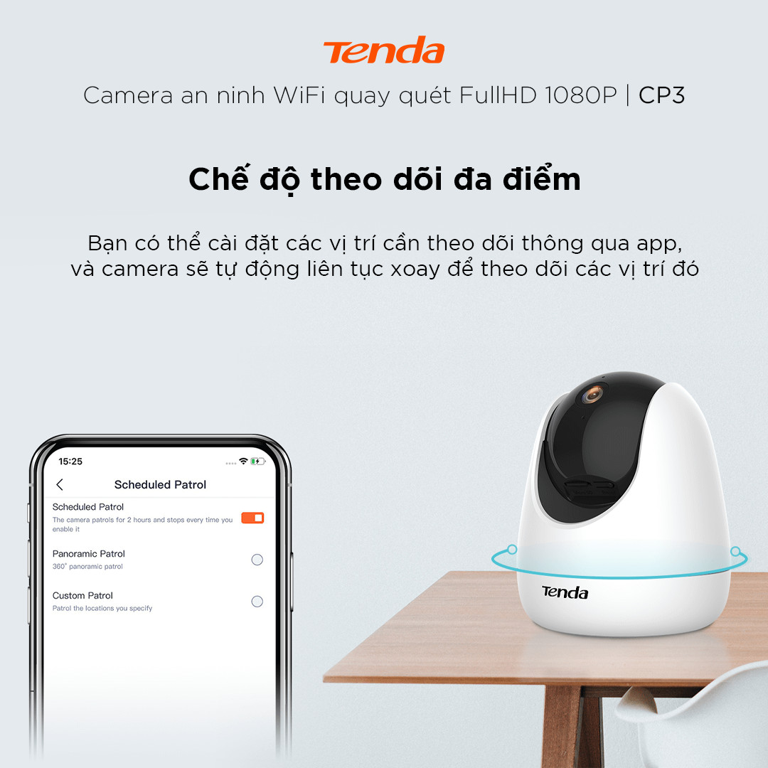 Camera IP Wifi Tenda CP3 Full HD 1080P 360° - Hàng Chính Hãng