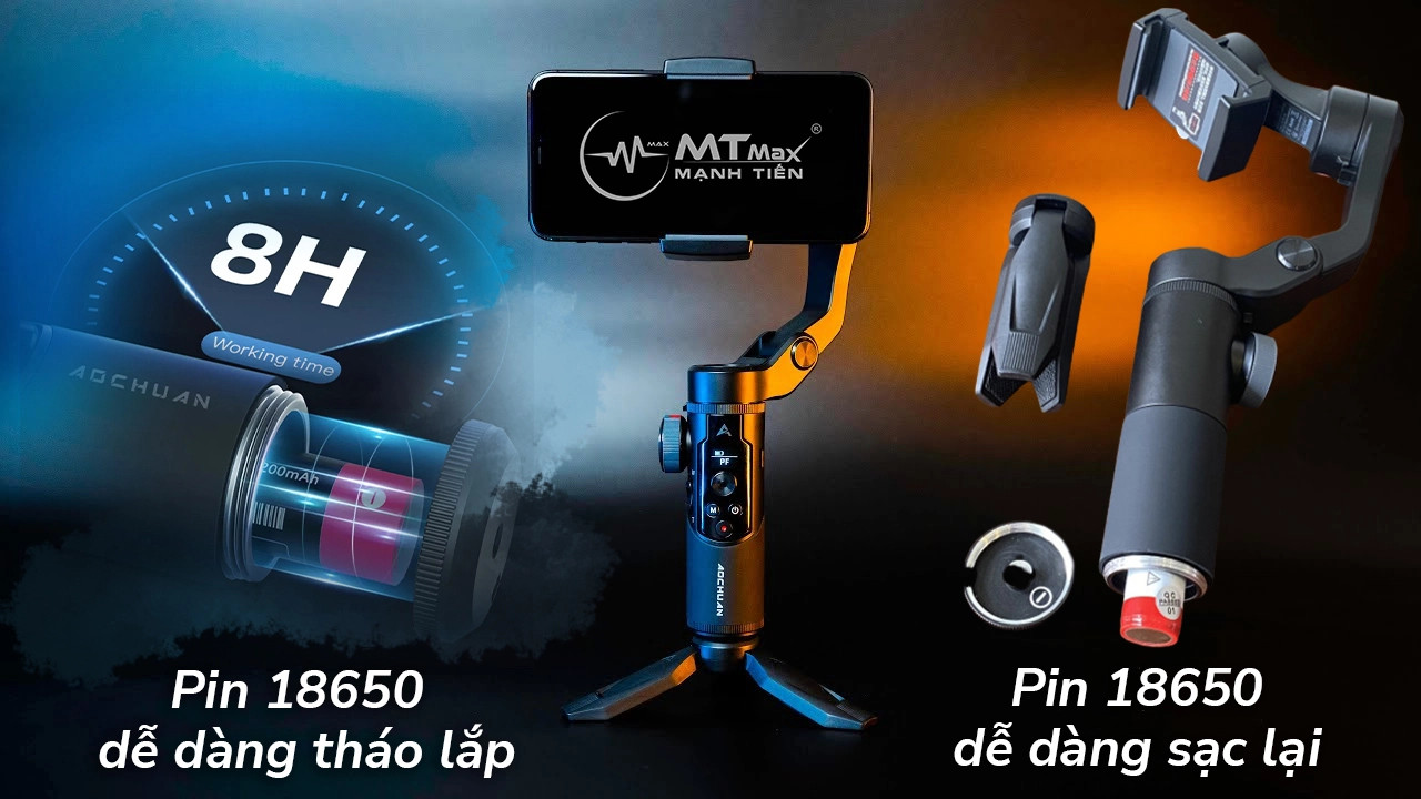 Kẹp chống rung Gimbal MTMAX 3XR Ổn Định 3 Trục Bluetooth OLED cho Android IOS Điện Thoại Thông Minh chuyên Youtube Titoker, làm vlog quay, video chụp ảnh chuyên nghiệp