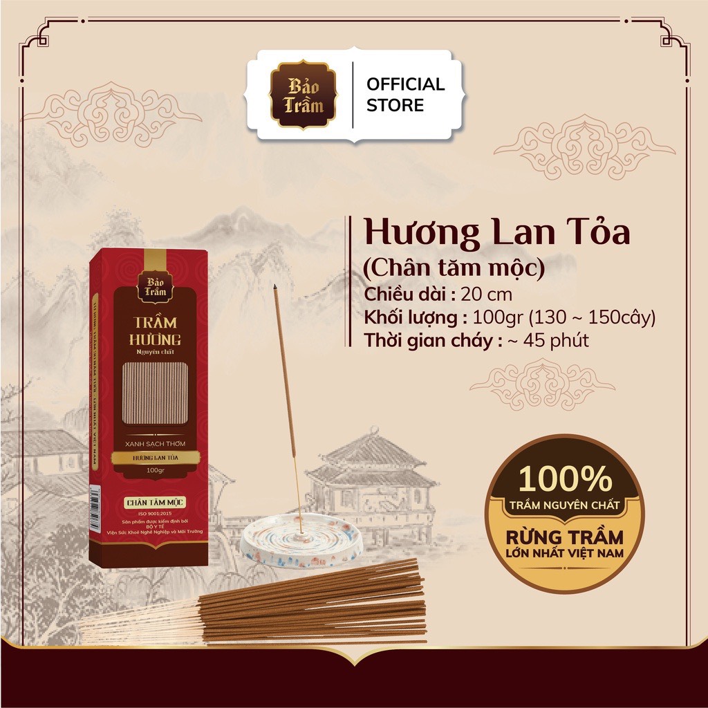 Nhang Trầm Hương Phổ Thông Bảo Trầm 20 cm - 100g