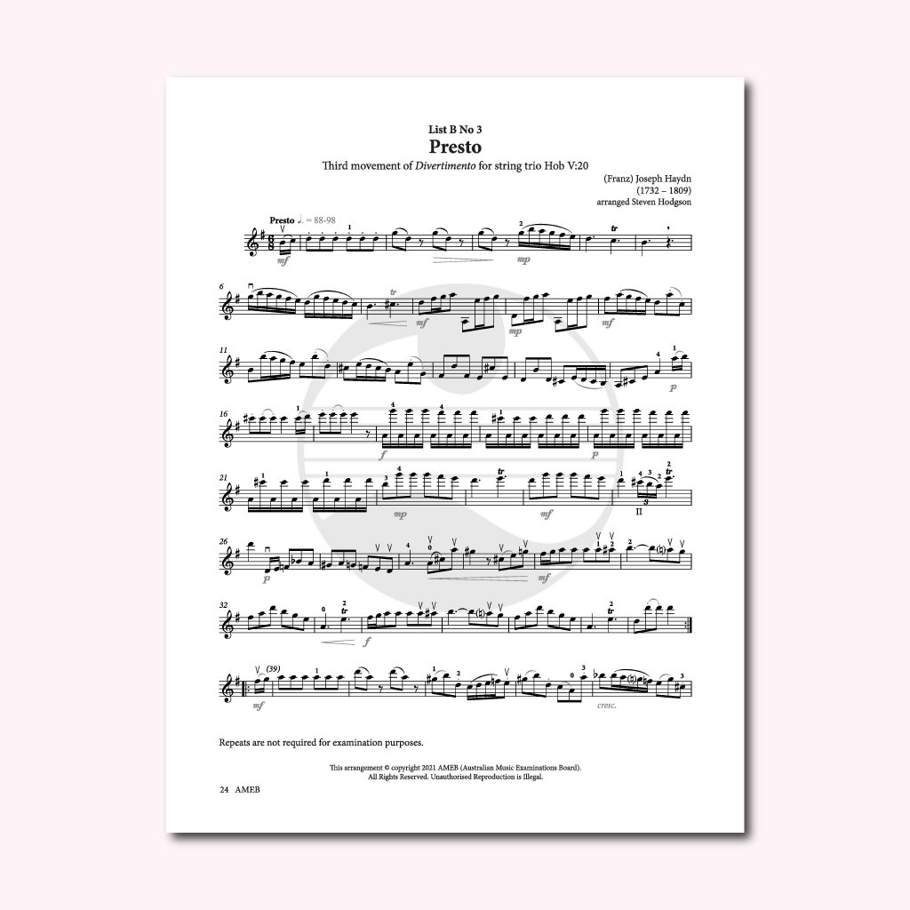 Sách Violin AMEB Series 10 Grade 6