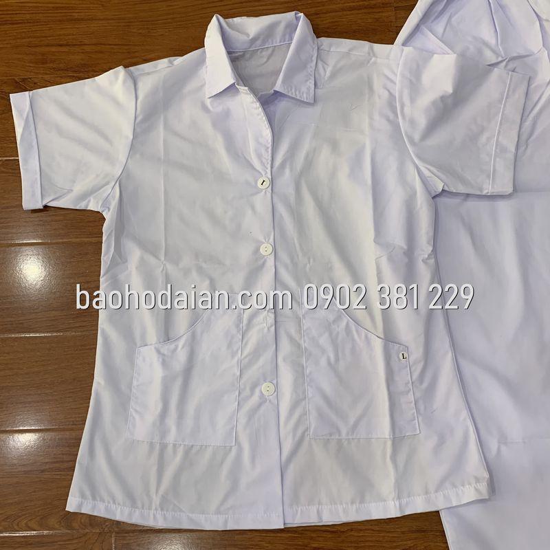 Quần áo blouse nữ màu trắng cho bác sĩ, dược sĩ, y tá, thẩm mỹ viện, tạp vụ