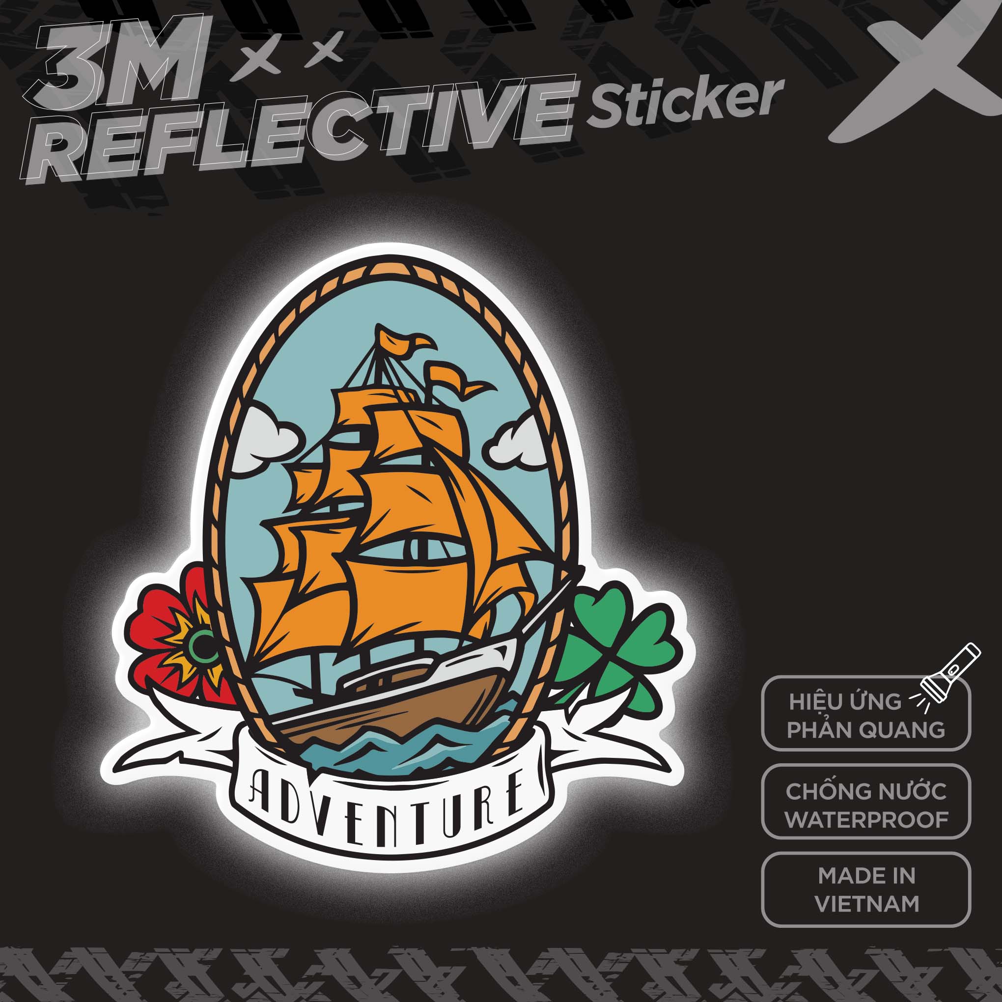 SHIP TATTOO 3M - Reflective Sticker Die-cut Hình dán phản quang thương hiệu STICKER FACTORY