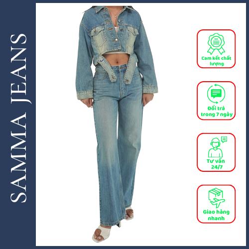 Quần Jean Cạp Thêu P18, Quần bò cạp cao bigsize, co giãn Cao Cấp, Trẻ Trung - thương hiệu Samma Jeans.