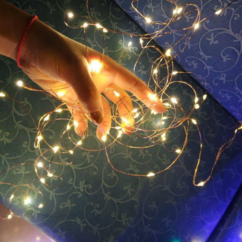 Dây đèn led trang trí fairylight đom đóm có sẵn pin dài 1m - 2m - 3,5m