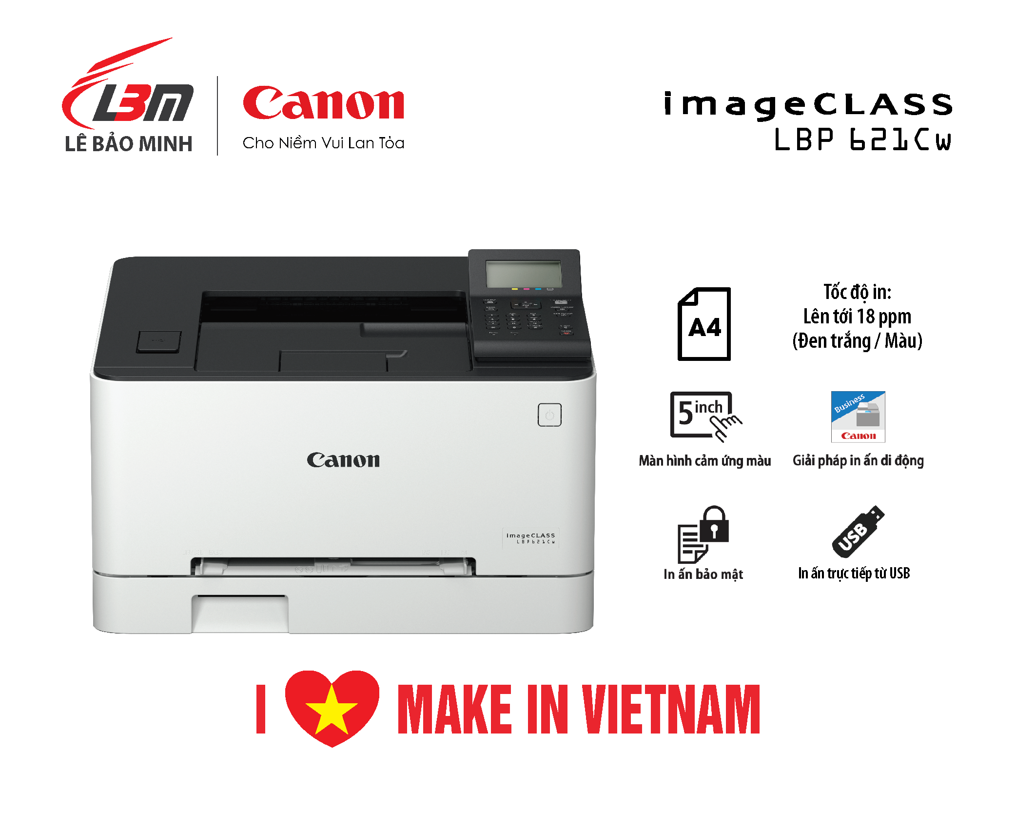 Máy in laser màu đơn năng Canon LBP621cw- Hàng chính hãng