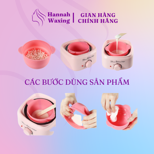 Combo Chén Silicon Nấu Sáp + Sáp Wax Lông Hannah Waxing hương dừa cao cấp tặng kèm que gỗ phết sáp