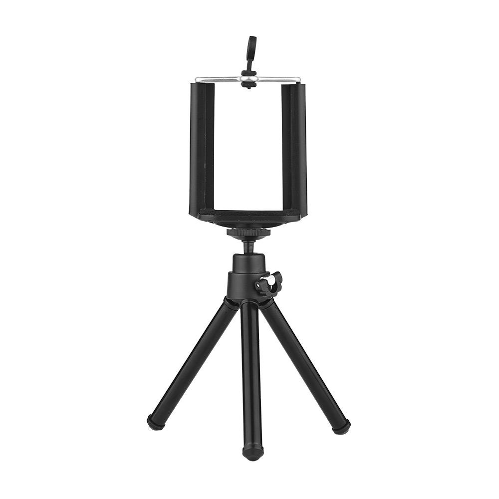 2-Section Extendable Aluminum Alloy Mini Tabletop Tripod + Adjustable Phone Holder with 1/4" Screw Mounts for 5.5-8.5cm