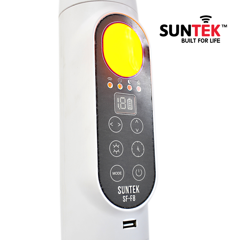 Quạt Năng Lượng Mặt Trời SUNTEK SF-F8 30W - 12 giờ sử dụng | Đảo chiều 360 độ | Có đèn ngủ đuổi muỗi | Sạc dự phòng USB - Hàng Chính Hãng - Bảo hành 2 năm
