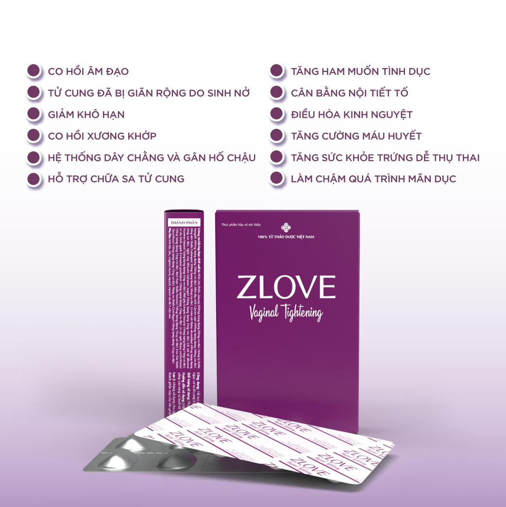 Viên Uống Zlove - Se Khít Vùng Kín Hiệu Quả, Cân Bằng Nội Tiết Tố Nữ | Hết Khô Hạn, Tăng Ham Muốn