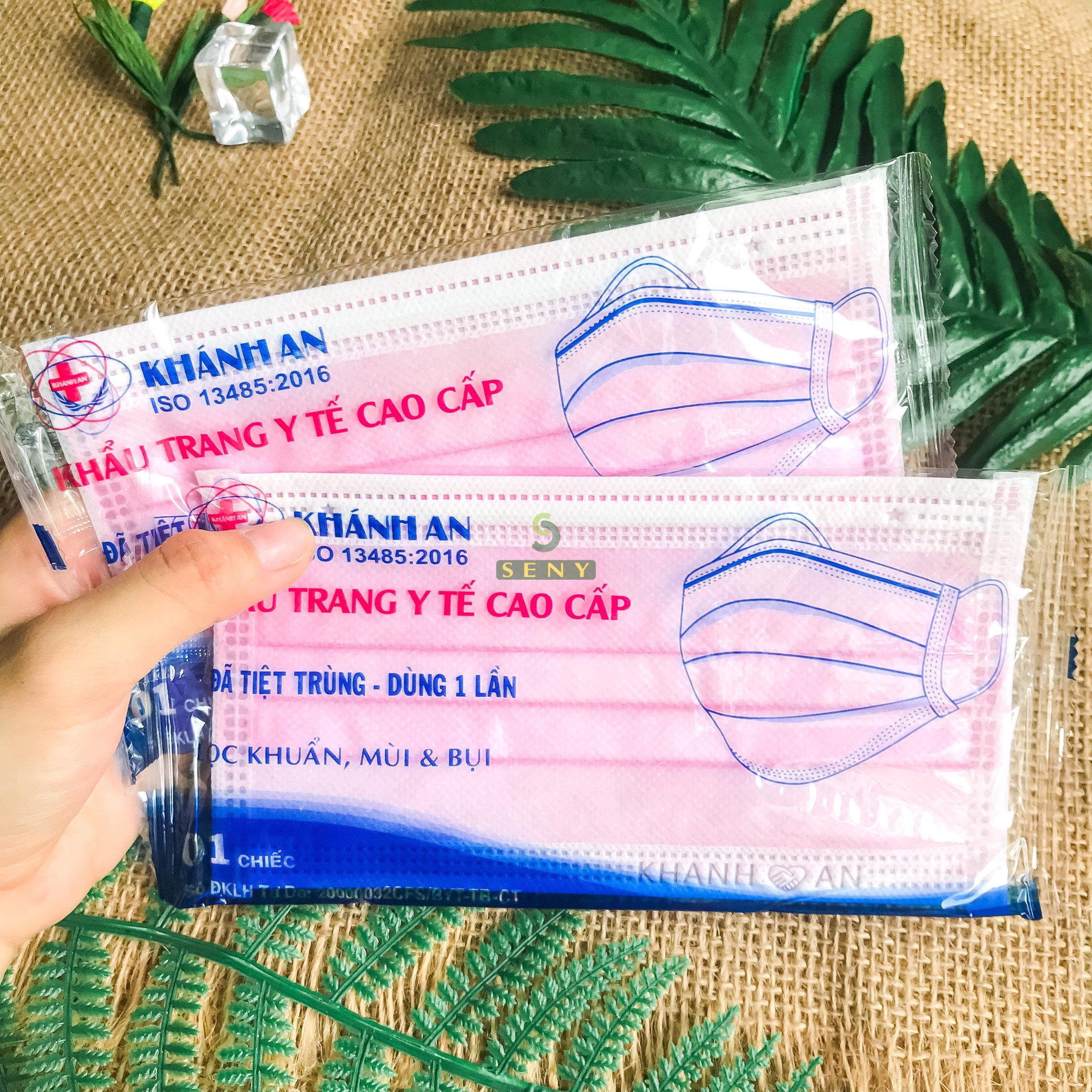 Khẩu trang 4 lớp tiệt trùng bọc từng cái kháng Khuẩn hộp 50 cái Khánh An