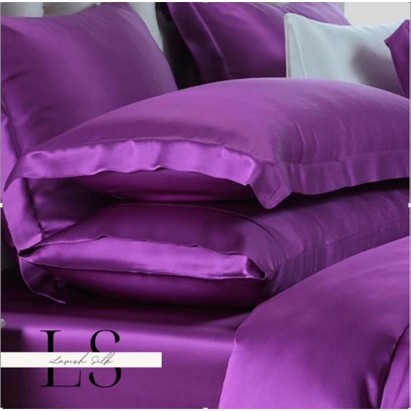 Bộ Ga Gối Phi Lụa Lavish Silk Cao Cấp Mát Lạnh Hàng Loại 1 Không Nối Vải - Tím Huế