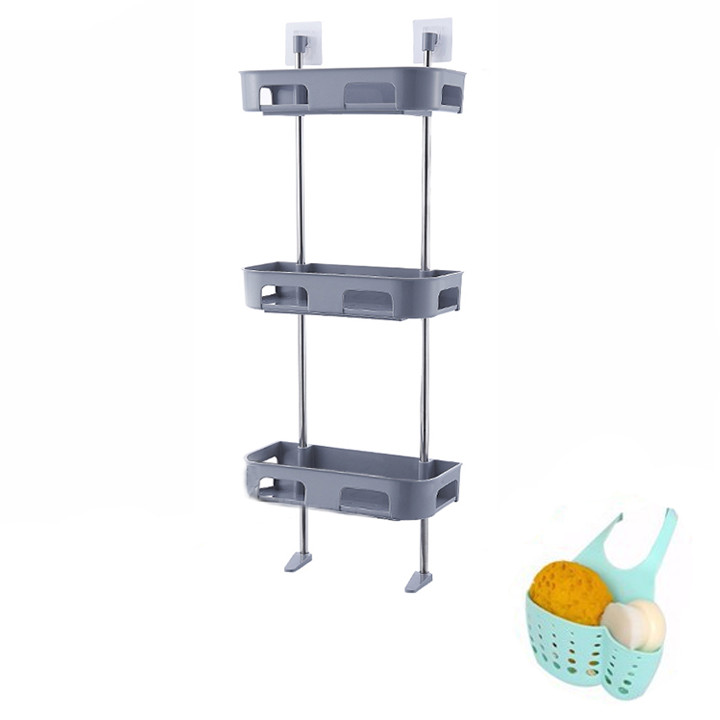 Kệ nhà bếp 3 tầng áp tường + Tặng giỏ treo bồn rửa chén