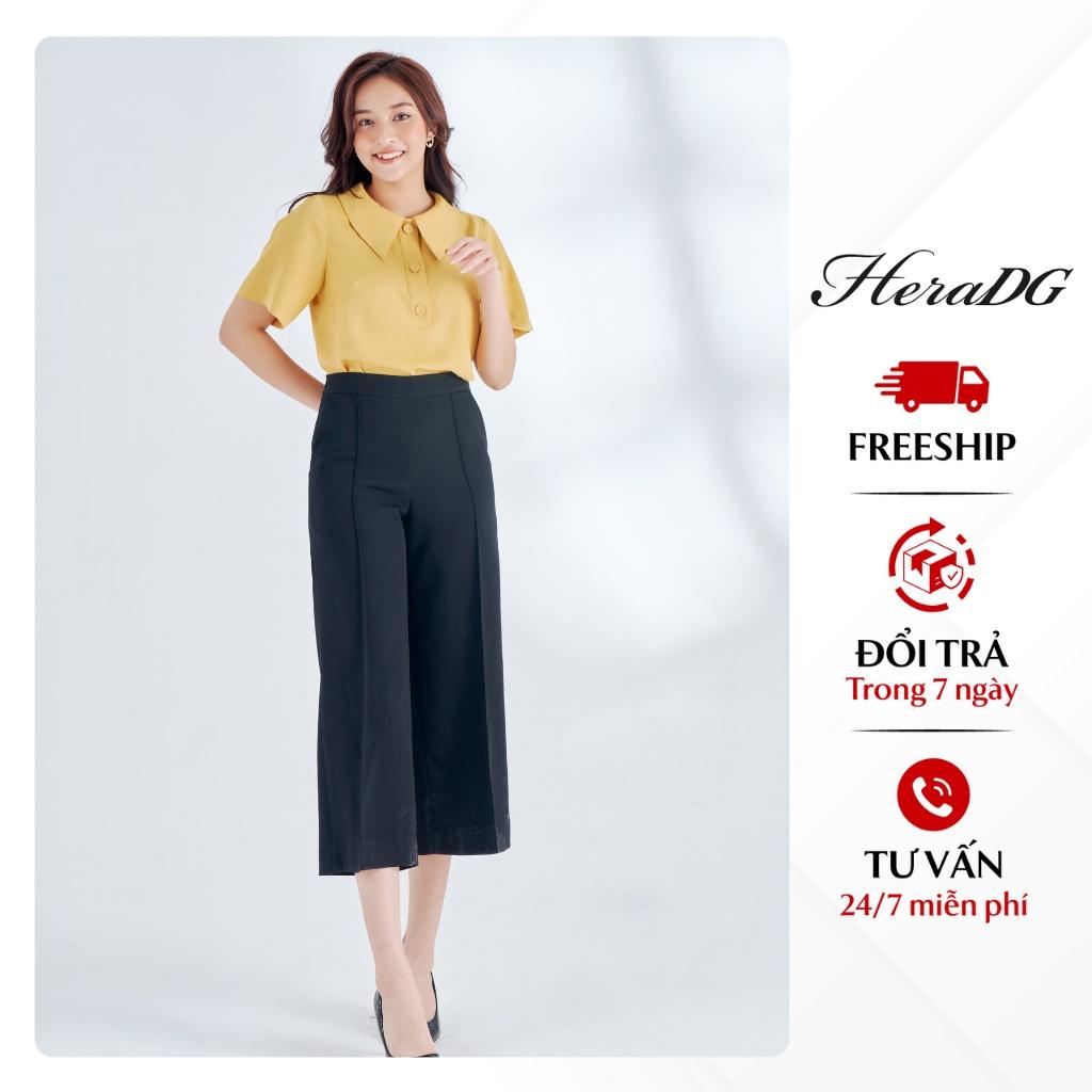 Quần Tây Công Sở Nữ HeraDG Thiết Kế Lưng Cao Ống Rộng Dáng Suông Lửng, Chất Liệu Cao Cấp SQDBA006-S