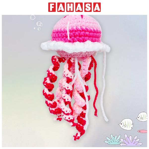 Móc Khoá Len Hình Sứa - Màu Hồng Đậm