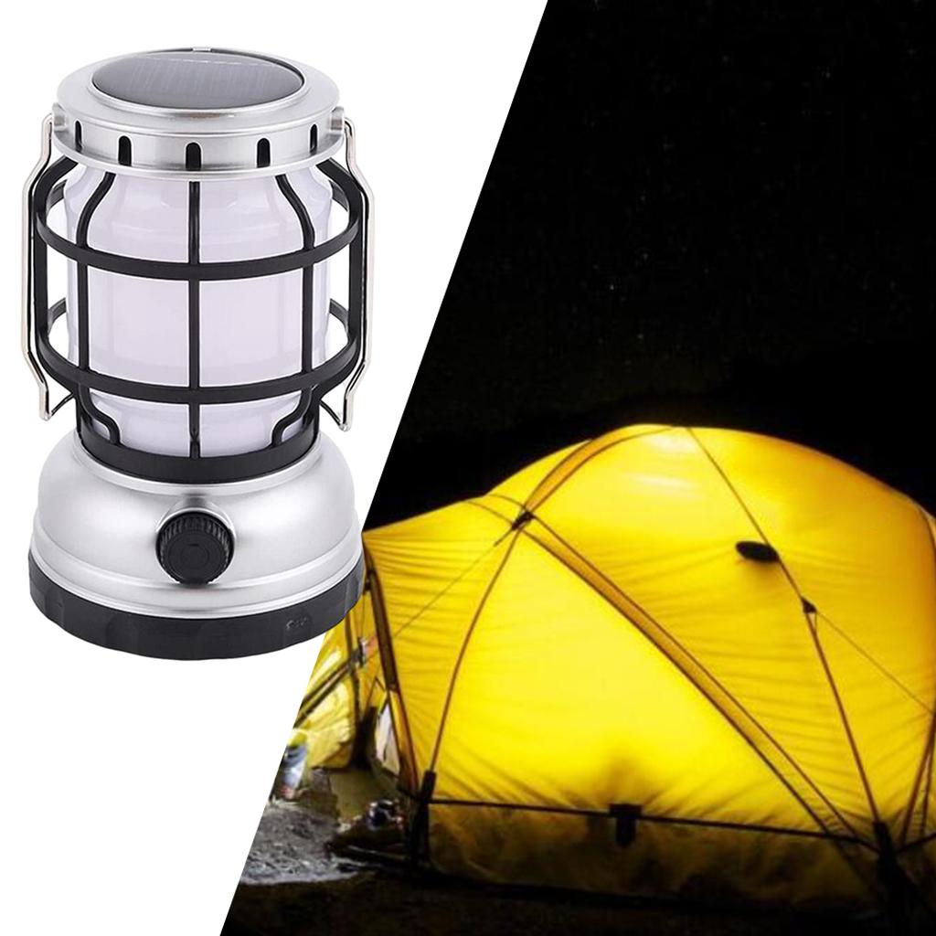 Solar Camping Lantern Phone Charger Waterproof Hanging Lamp Lighting