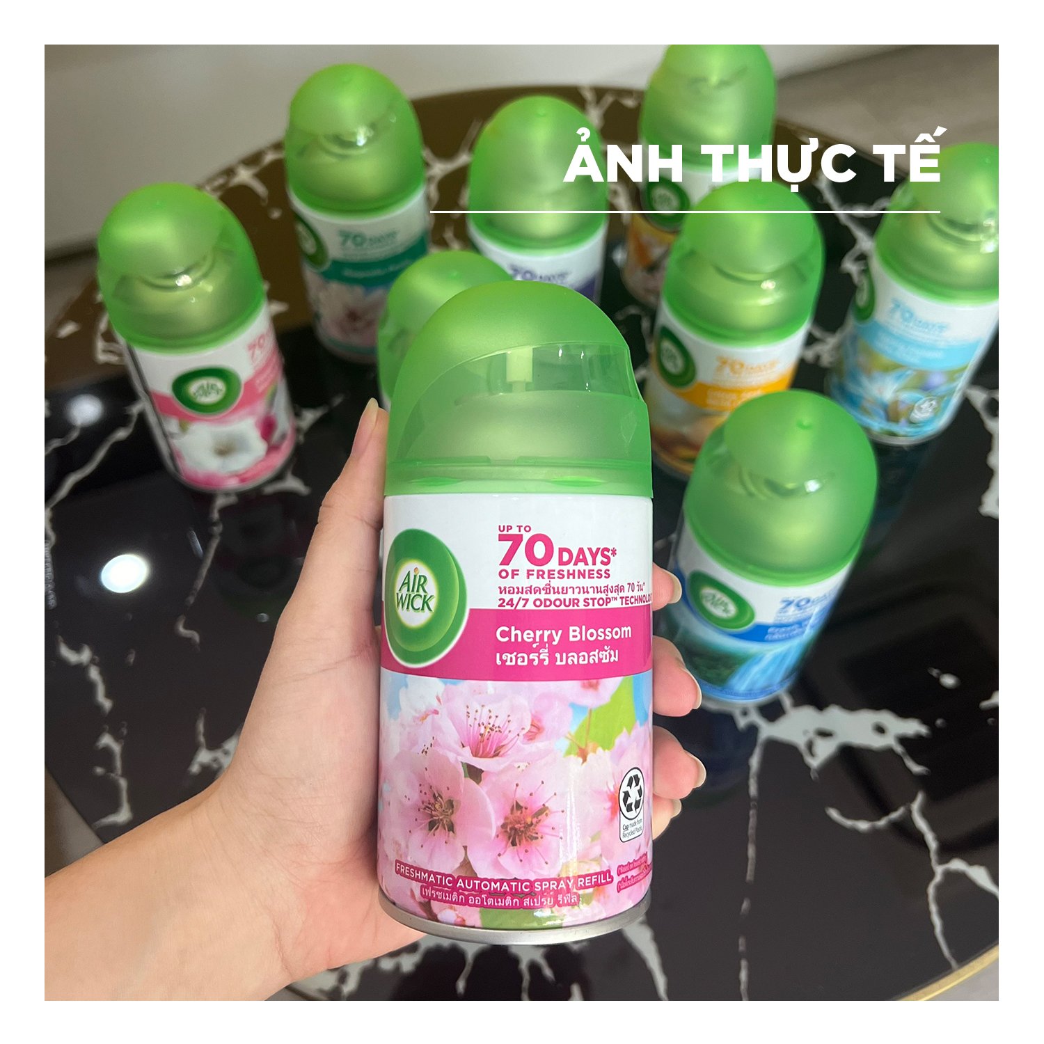 Lõi máy xịt phòng tự động Air Wick, hương Hoa Anh Đào ngọt ngào và khử mùi nhanh chóng, 250ml
