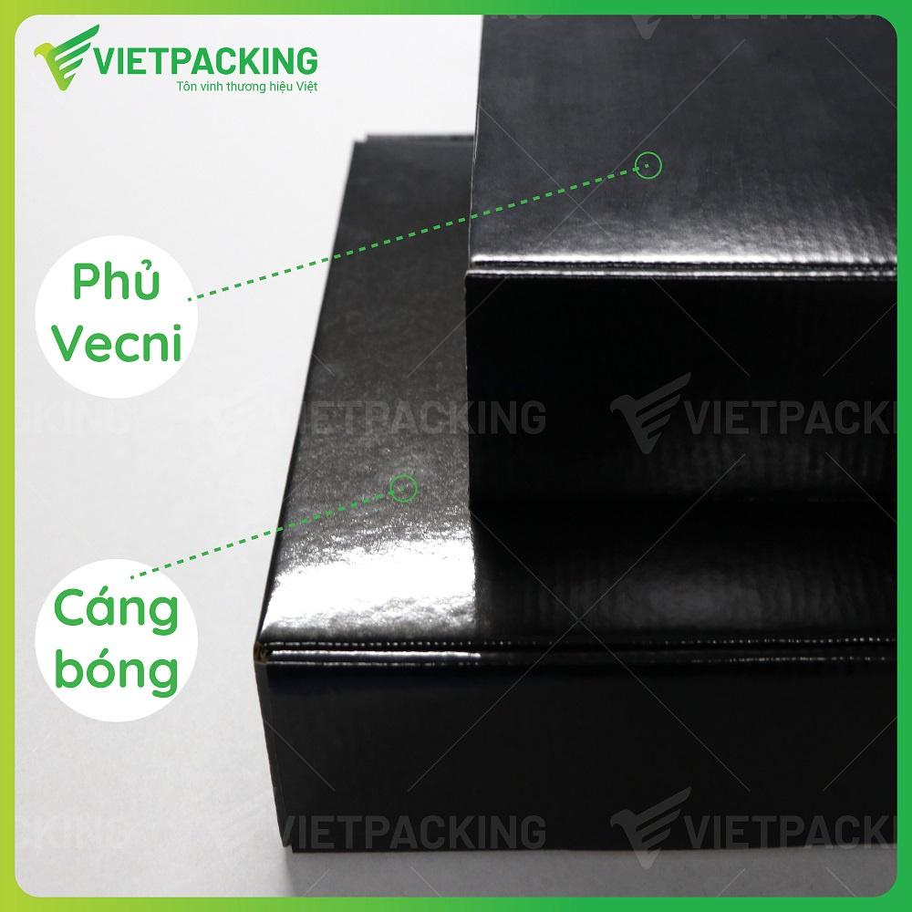 30x21x7 - 8 hộp carton nắp gài hông màu đen cán bóng siêu sang