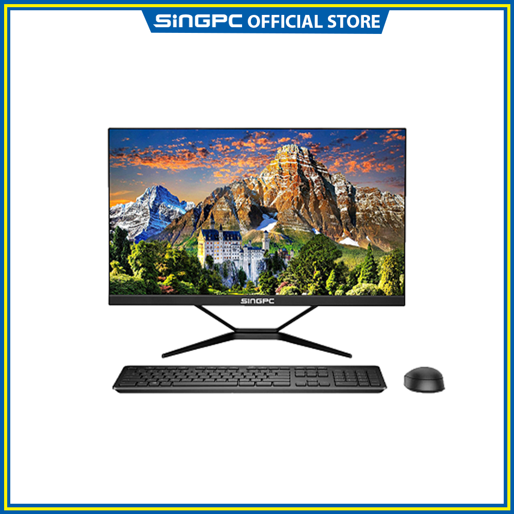 Máy tính All In One SingPC M24i5982( Intel Core i5-9400 Processor, 8GB DDR4, 256 GB SSD, 23.8&quot; Full HD IPS, Lan, WiFi, Bluetooth, Loa, Webcam, Free DOS) - Hàng Chính Hãng