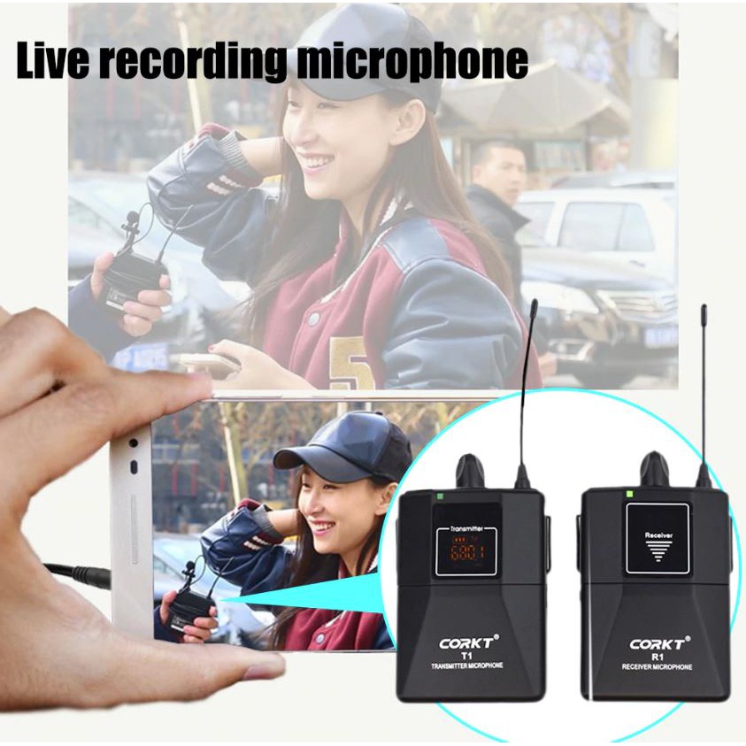 Micro Gài Áo Không Dây CorkT T1, Sóng UHF Tần Số Riêng, Cự Ly Hoạt Động 50m, Sử Dụng Pin AA, Thời Gian Hoạt Động 4h Liên Tục - Hàng nhập khẩu