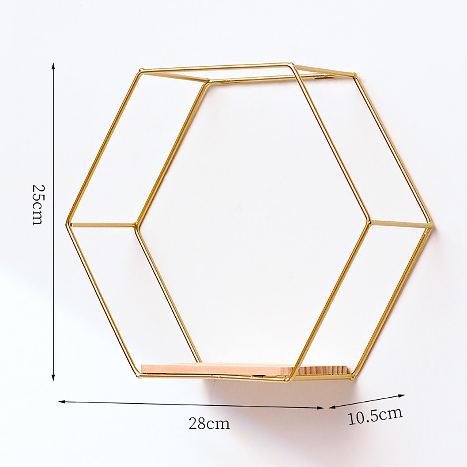 Set of 3 Modern Hexagon Iron Wall Shelf Display Floating Shelf