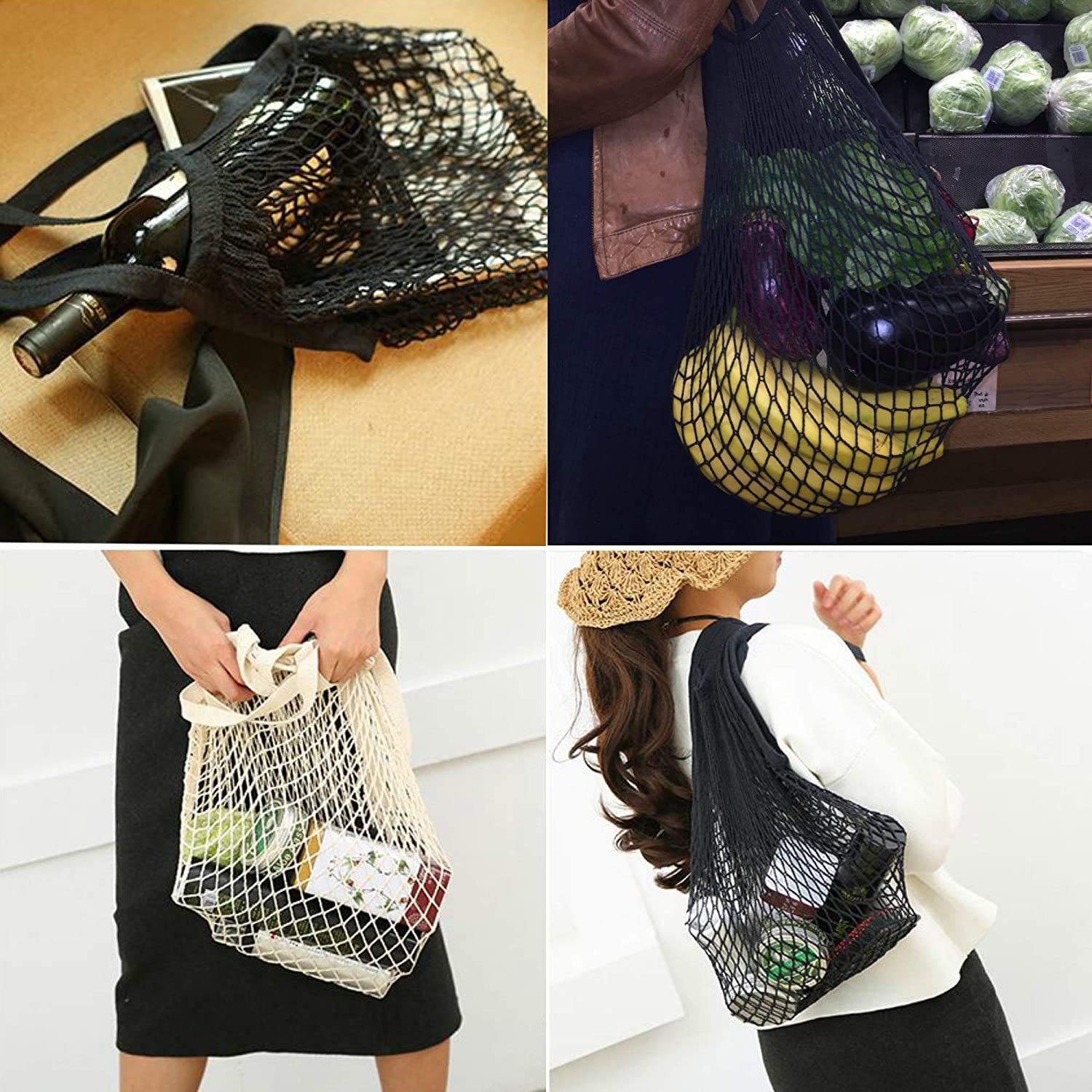 Túi lưới cotton hữu cơ tái sử dụng, dùng shopping, mua sắm, thời trang du lịch, quà tặng, bao bì, thân thiện môi trường thay thế túi nhựa, tái sử dụng nhiều lần