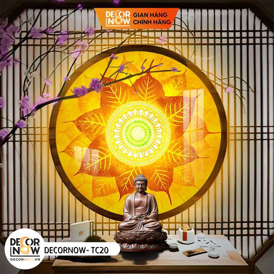 Đèn Hào Quang Phật In Tranh Trúc Chỉ DECORNOW 30,40 cm, Trang Trí Ban Thờ, Hào Quang Trúc Chỉ MANDALA DCN-TC20