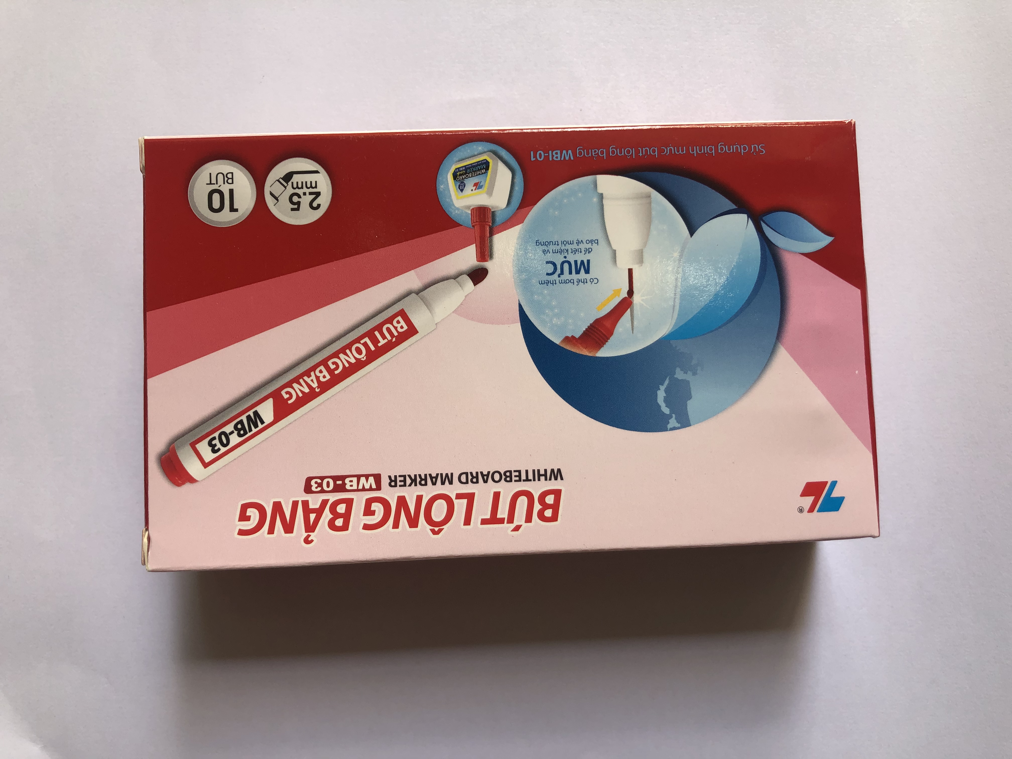 Hộp 10 Bút Lông Bảng Thiên Long Wb - 03 - Mực Đỏ