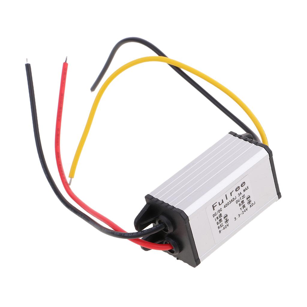 Adjustable DC-DC 24/12v to 5v Converter Regulator 3A Power Supply Adapter for LED Display, Car Auto Vehicle, Motor