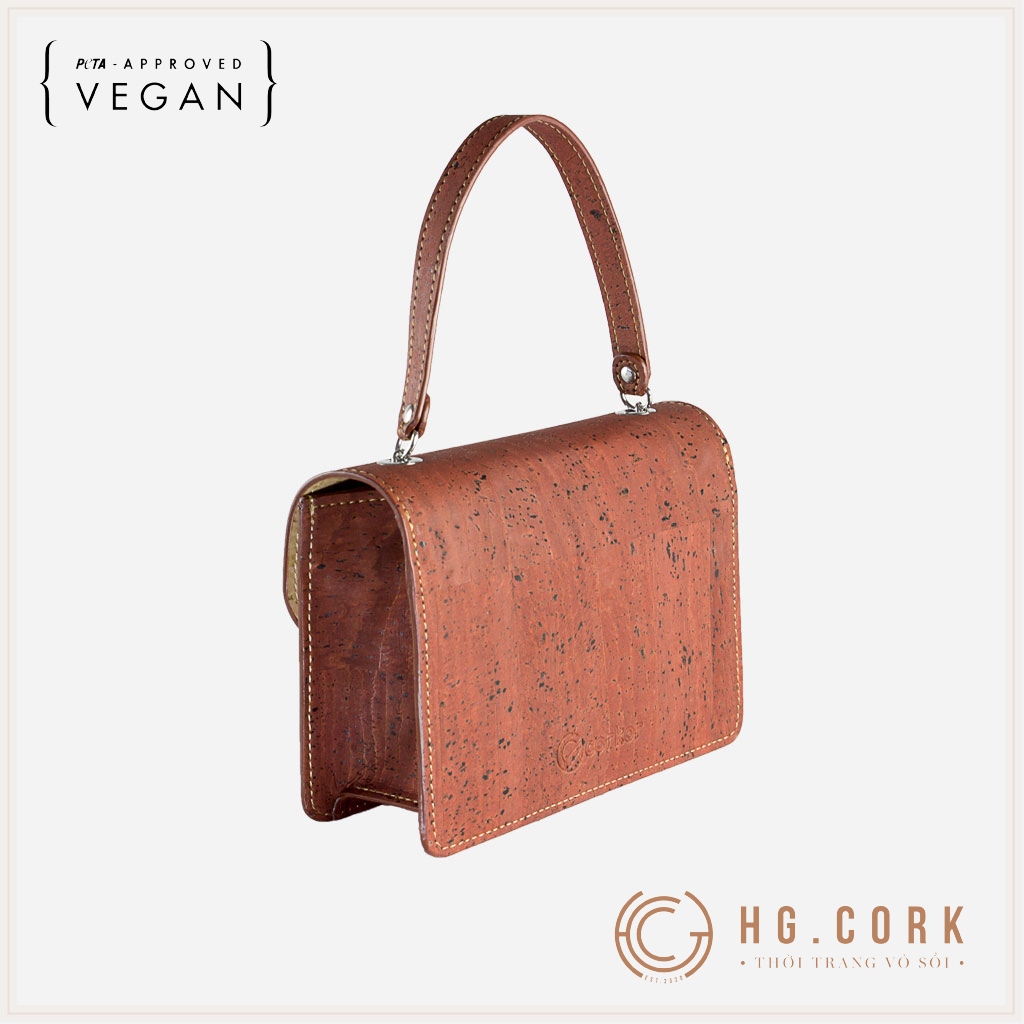 Túi Đeo Chéo Nữ Cao Cấp Mini CROSS-BODY BAG - HGcork Corkor CK247 - Vật liệu da cork thực vật thuần chay - Sản phẩm Handmade, Sản xuất tại Bồ Đào Nha