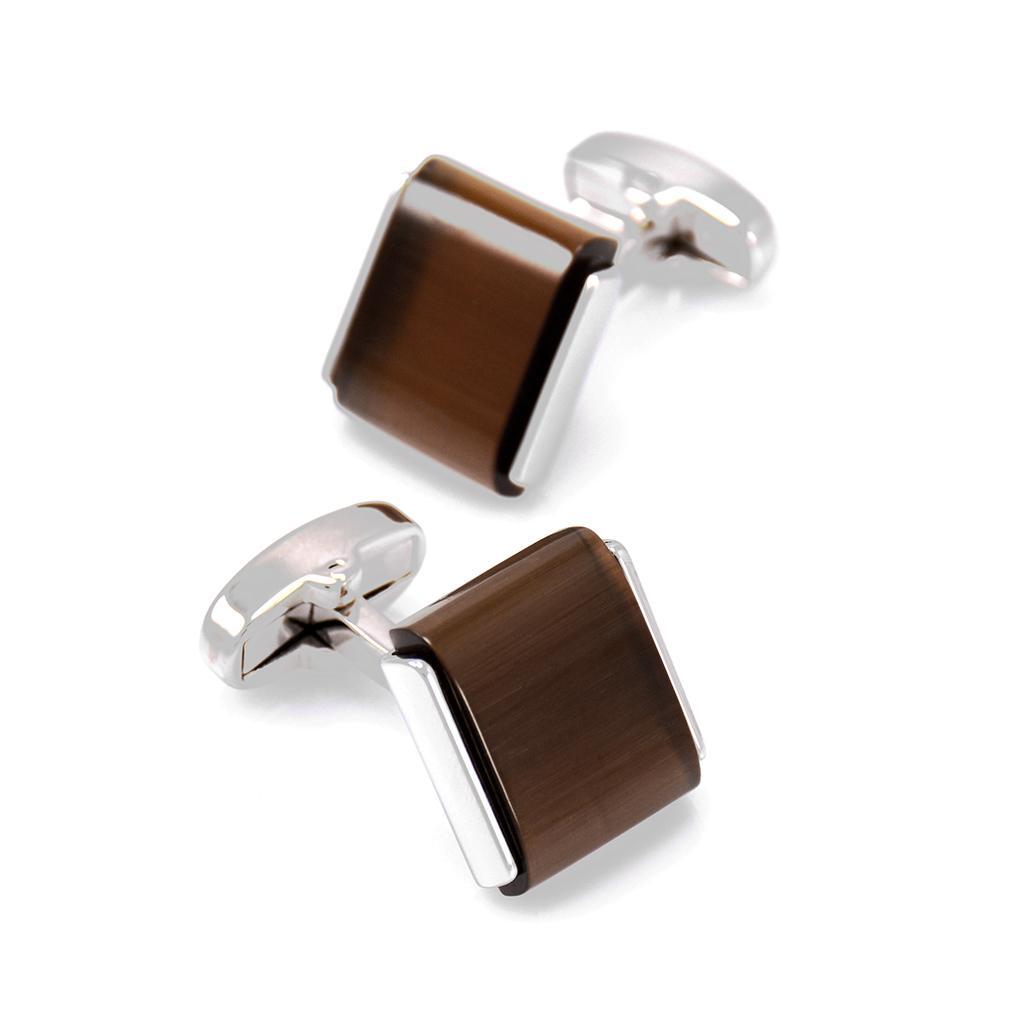 Brown Opal Stone French Cufflinks Business Wedding Shirt Brass Cuff Links