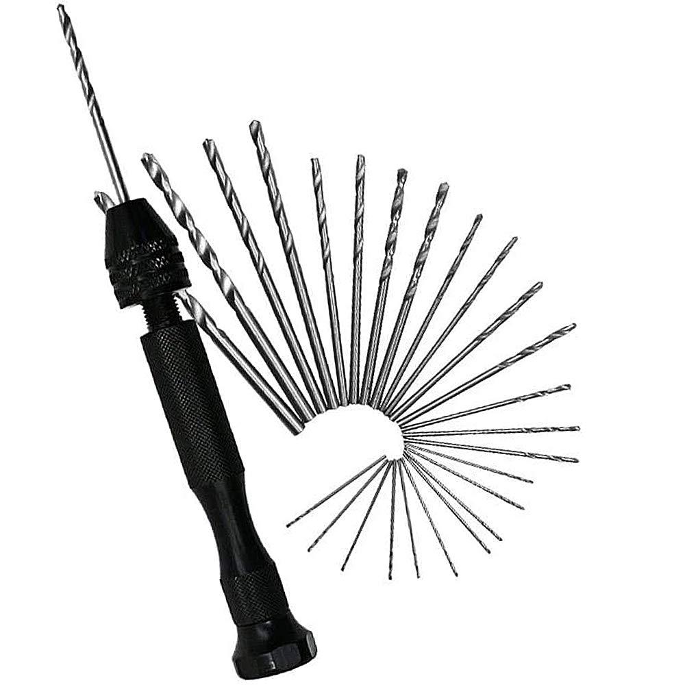 26 Mini Tay khoan, mũi khoan thủ công, mũi khoan xoắn MINI tay khoan bằng tay khoan tay bằng nhôm và khoan rừng xoắn cho mô hình màu ô liu màu hổ phách