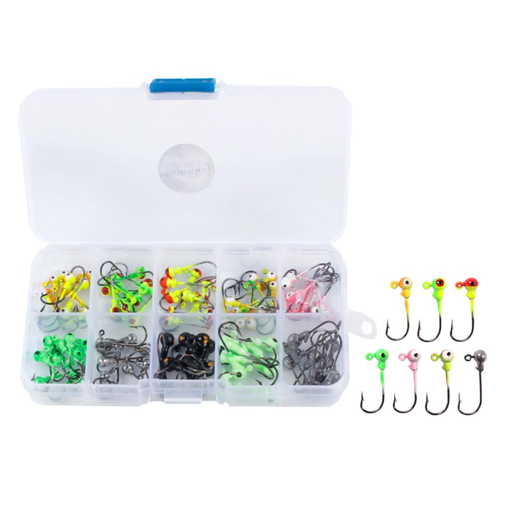 100pcs Jigging Jig Hooks Fishhook Lead Head Fishing Hooks Set for Worm Lures