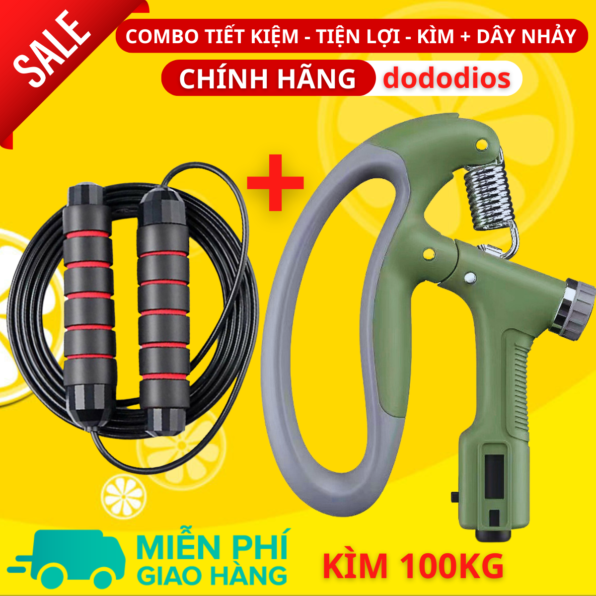 combo kìm bóp tay dây nhảy lõi thép - kìm 60kg 100kg và 120kg - màn hình điện tử đếm số - Hãng dododios