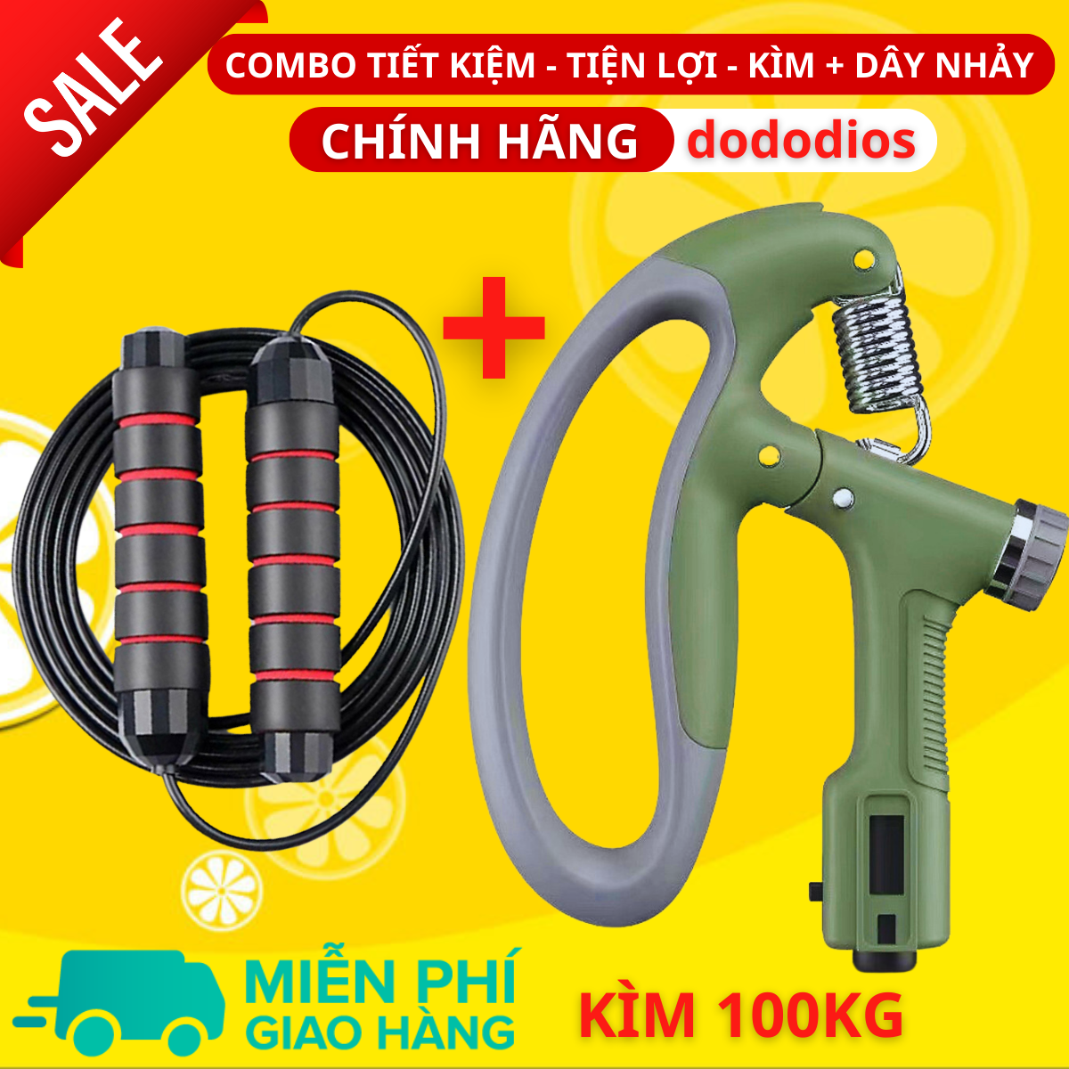 combo kìm bóp tay dây nhảy lõi thép - kìm 60kg 100kg và 120kg - màn hình điện tử đếm số - Hàng Chính Hãng dododios