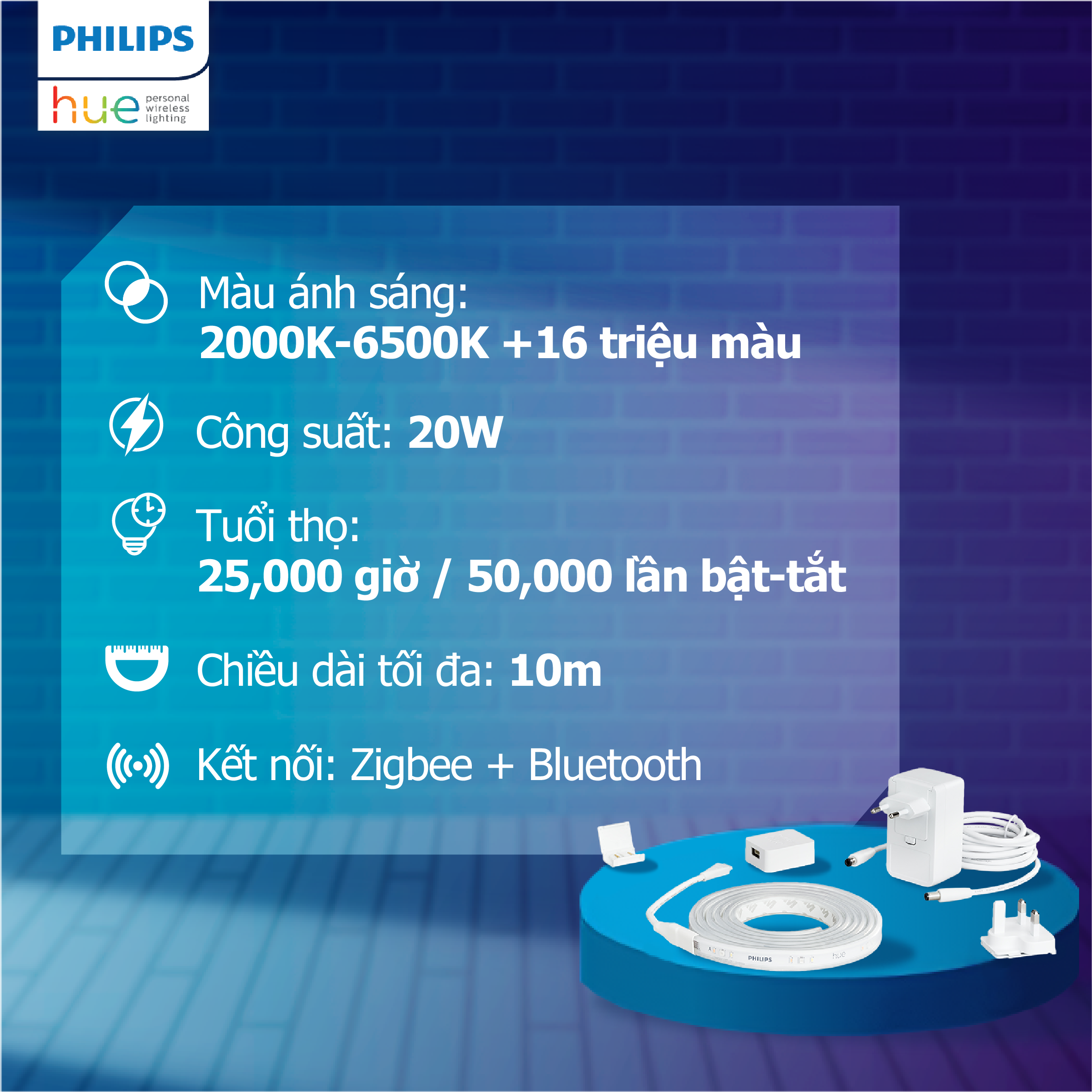Đèn LED dây Philips Hue Lightstrip Plus – 2m base kit