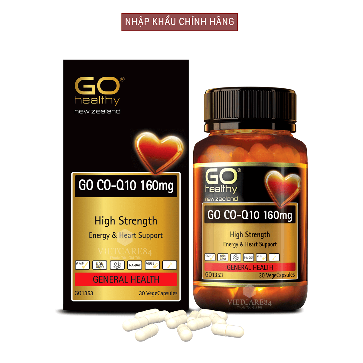 Bộ sản phẩm 3 hộp viên uống bổ tim nhập khẩu chính hãng New Zealand GO CO Q10 160mg (30 viên) giảm lão hóa tim mạch, tai biến tim mạch; giảm cholesterol máu; điều hòa huyết áp; tăng miễn dịch và giúp cơ thể khỏe mạnh