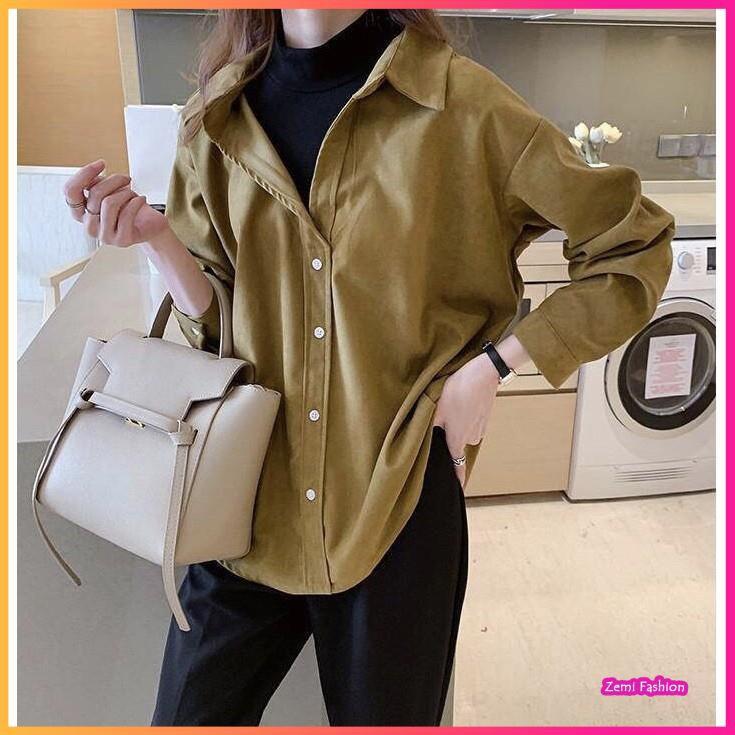 Áo Sơ Mi Nữ Dáng Rộng Trơn Thời Trang Công Sở