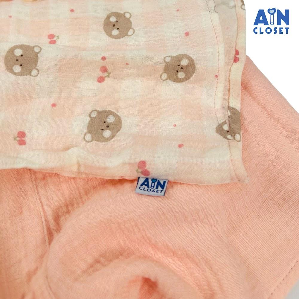 Bộ quần áo Ngắn bé gái họa tiêt Gấu Cherry Nhí Hồng xô muslin - AICDBGE5YG36 - AIN Closet