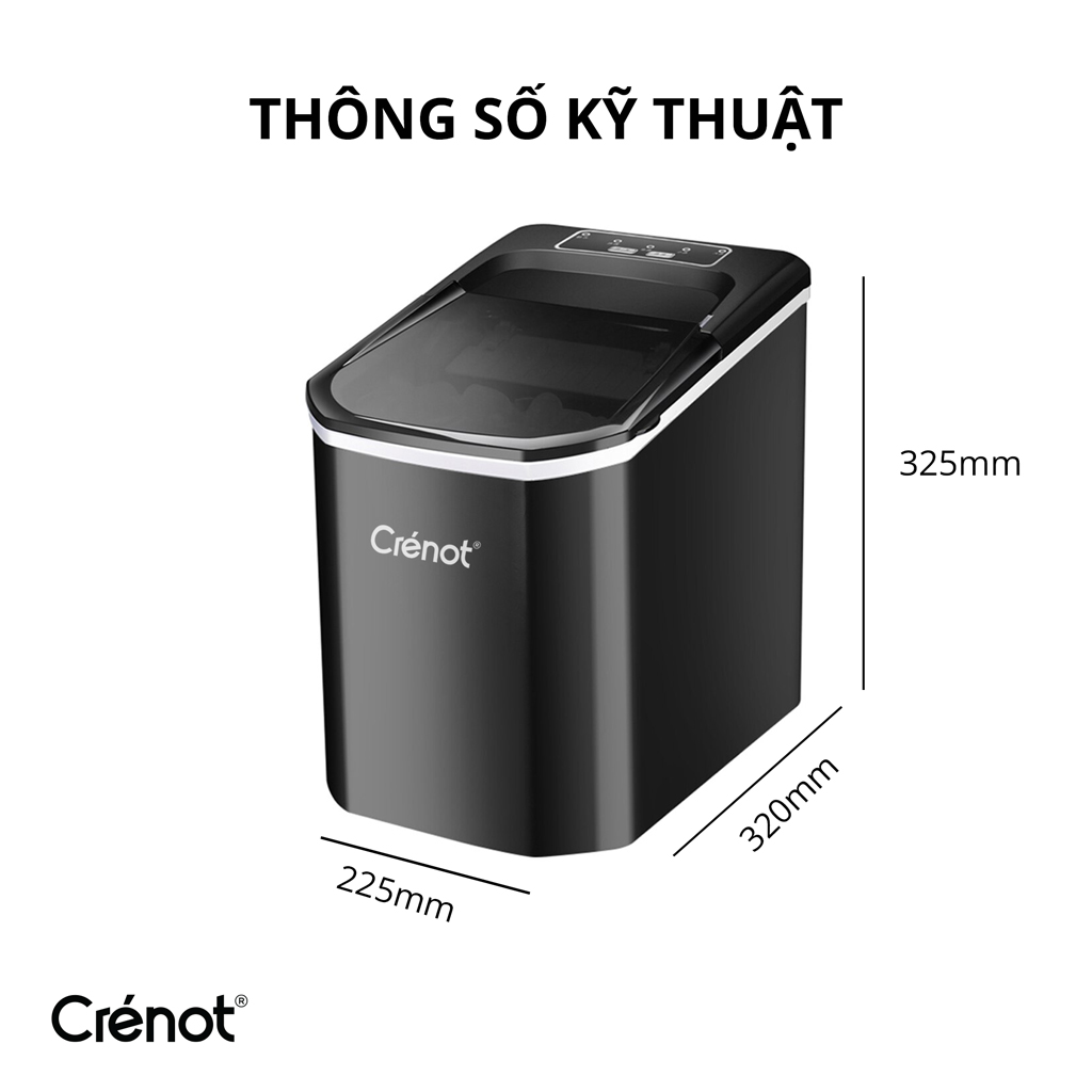 Máy Làm Đá Viên Tủ Đá Giữ Nhiệt Mini Gia Đình Crénot Vortex Z6 Hàng Chính Hãng