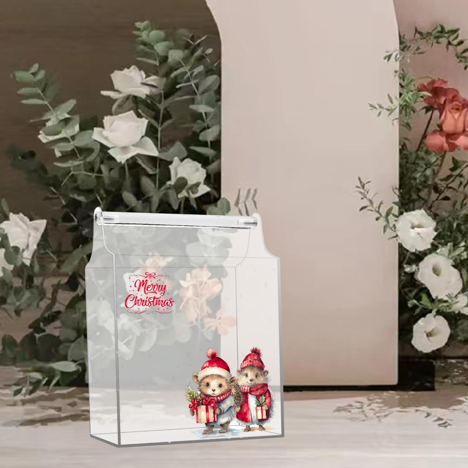 Gift Box Clear Box Decoration, Christmas Holiday Gift Box, Delicate Acrylic Storage Container for Small Collections Statues Collections Dolls