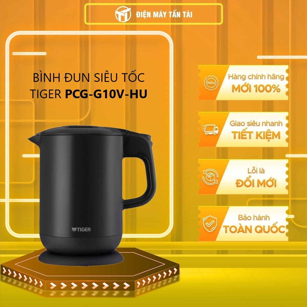 BÌNH ĐUN SIÊU TỐC TIGER PCG-G10V-HU Màu đen - Hàng chính hãng