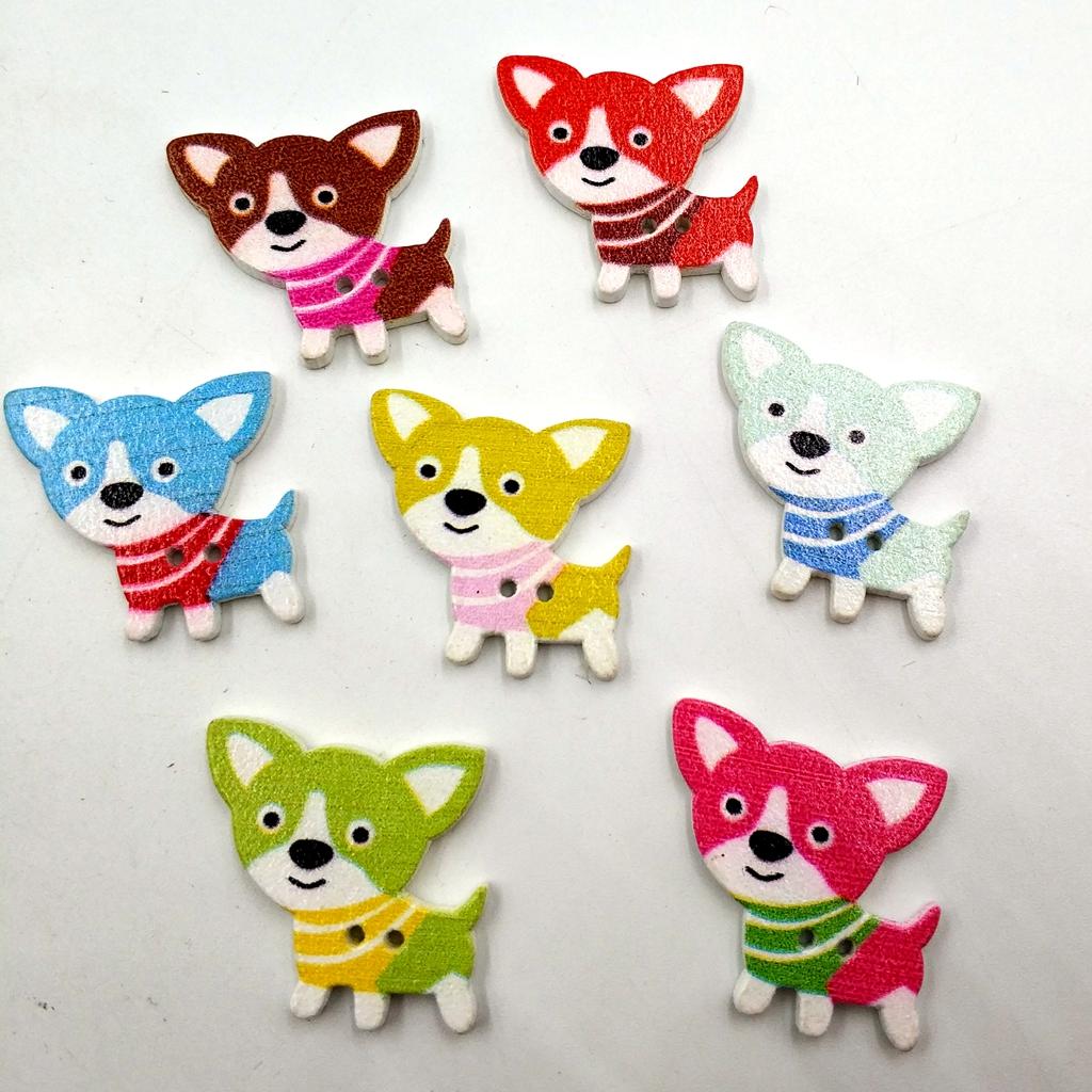 50 Con Hoạt Hình Đáng Yêu Chó Gỗ May Hàng Nút Gài 2 Lỗ Cho DIY Sổ Lưu Thủ Công
